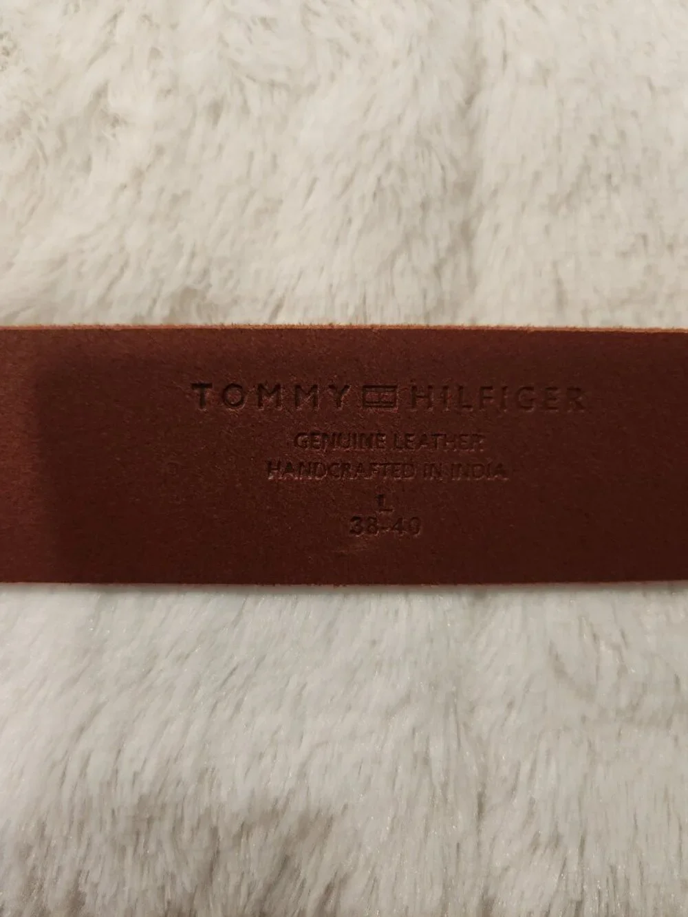 New Tommy Hilfiger Laurel Crest Plaque Leather Belt - Men's L (38-40)